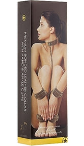 Ouch! Collar With Hand And Leg Cuffs Brown Cuffs and Restraints